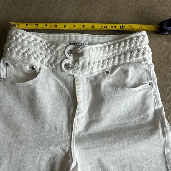 10 Crosby Derek Lam White braided Flare crop Jeans - Picture 6 of 9